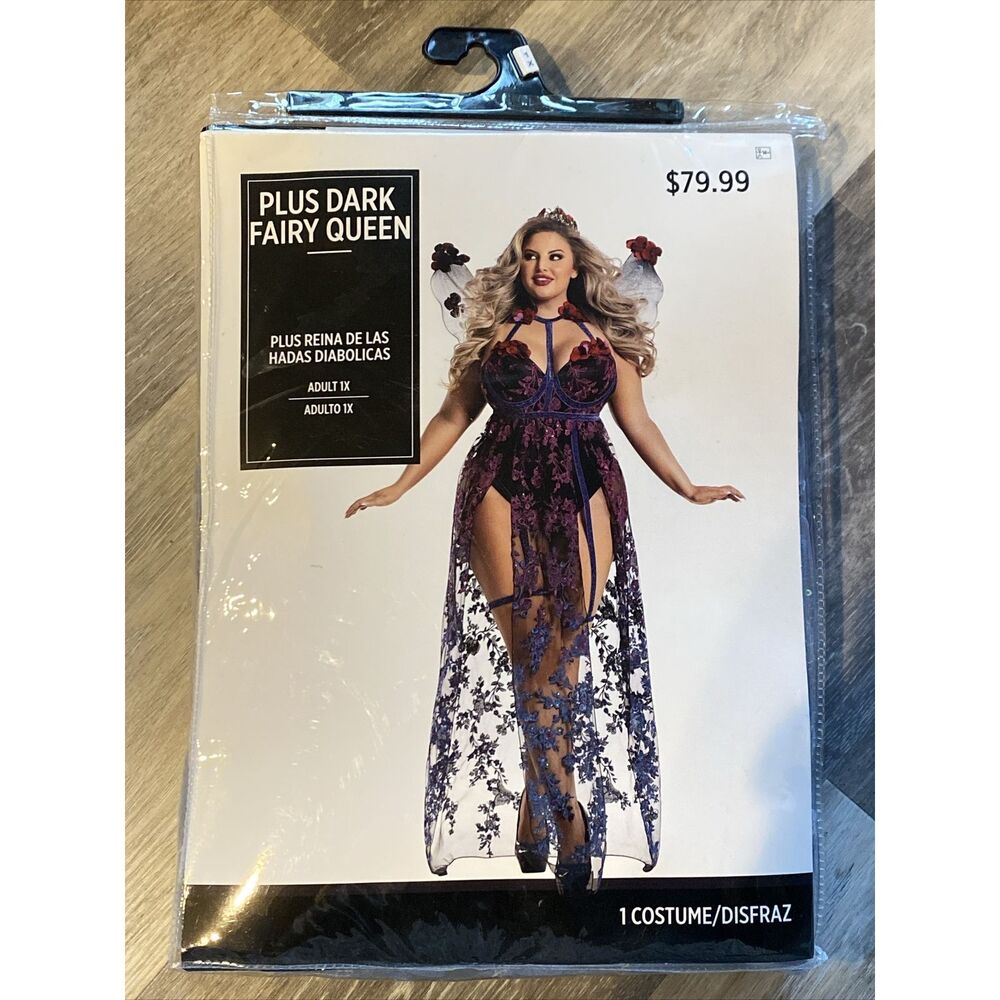 Women's Adult 1XL Plus Sz Dark Fairy Queen Costume Halloween Burlesque Cosplay
